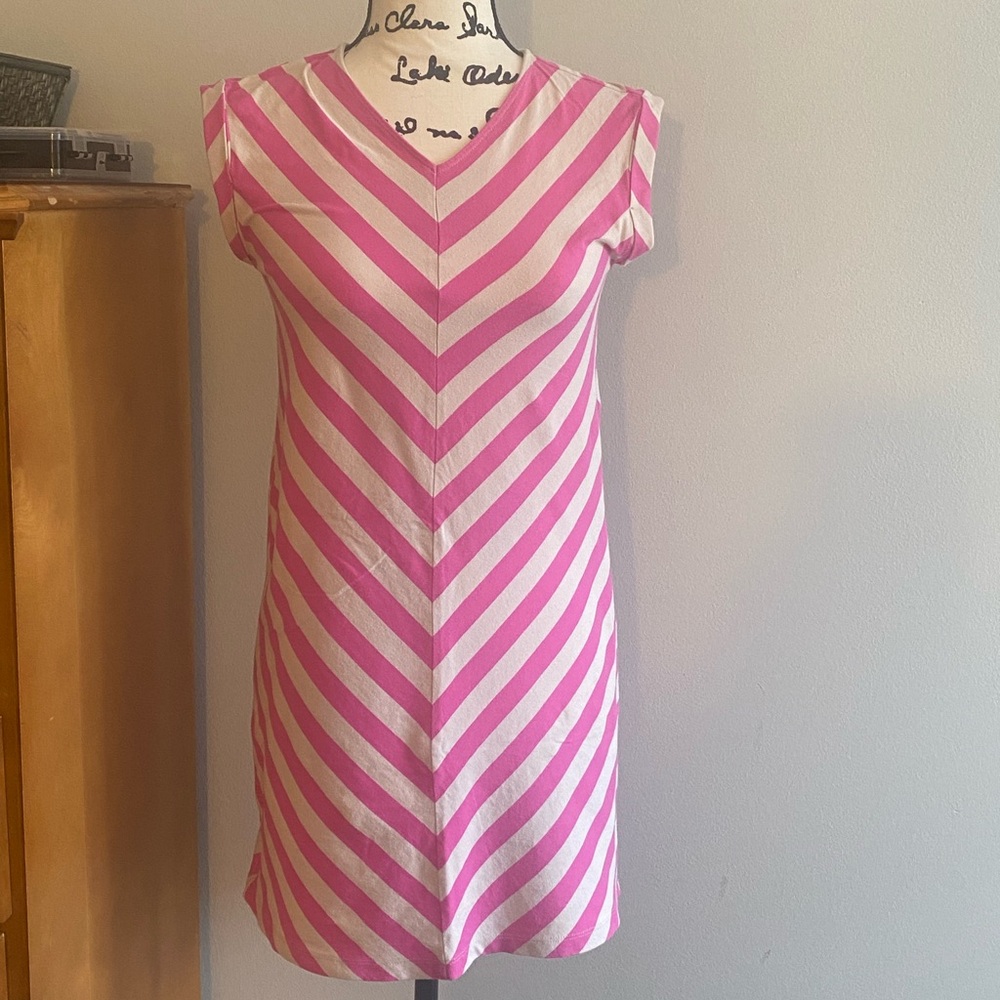 Pink and beige mini dress
